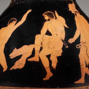 3. Una famosa escena de necromància antiga: Ulisses consulta els morts en els inferns (Museum of Fine Arts, Boston, c. 440 a.C.).
