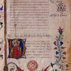 12. Inici d’un tractat de màgia astral 'Di signi solari', en italià (París, BnF, ms. It. 1524, f. 1r).