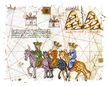 Els tres Reis de l'Orient a l''Atles català' de Cresques Abraham, 1375 (París, BnF, ms. Esp. 30)