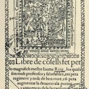 5. Portada de la segona edició impresa de l''Espill' (Barcelona, Jaume Cortei, 1561)