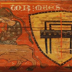 15. "Bucentor, Maestre de Ipocràs": el bucentaure Quiró, mestre llegendari d'Esculapi en la medicina (i aquest d'Hipòcrates) i d'Aquil·les en la música, un tema i una iconografia que provindria d'obres com els herbaris i de la literatura (sagristia de la catedral de Tarragona, c. 1355-1360)