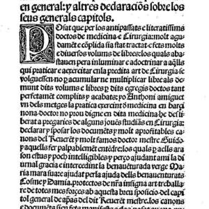 14. Antoni Amiguet, 'Lectura sobre lo tractat segon del reverent mestre Guido, lo qual tracta d'apostemes en general​' (Barcelona, Joan Luschner, 1501, f. a2r).