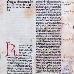 13. Guiu de Chaulhac, 'Inventari o col·lectori en la part cirurgical de medicina' (Barcelona, Pere Miquel, 1492, f. a1r).